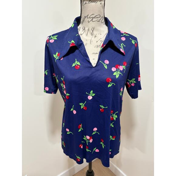 Vintage Green Blazer w/ Blue Cherry Top Size Medium - Picture 5 of 12